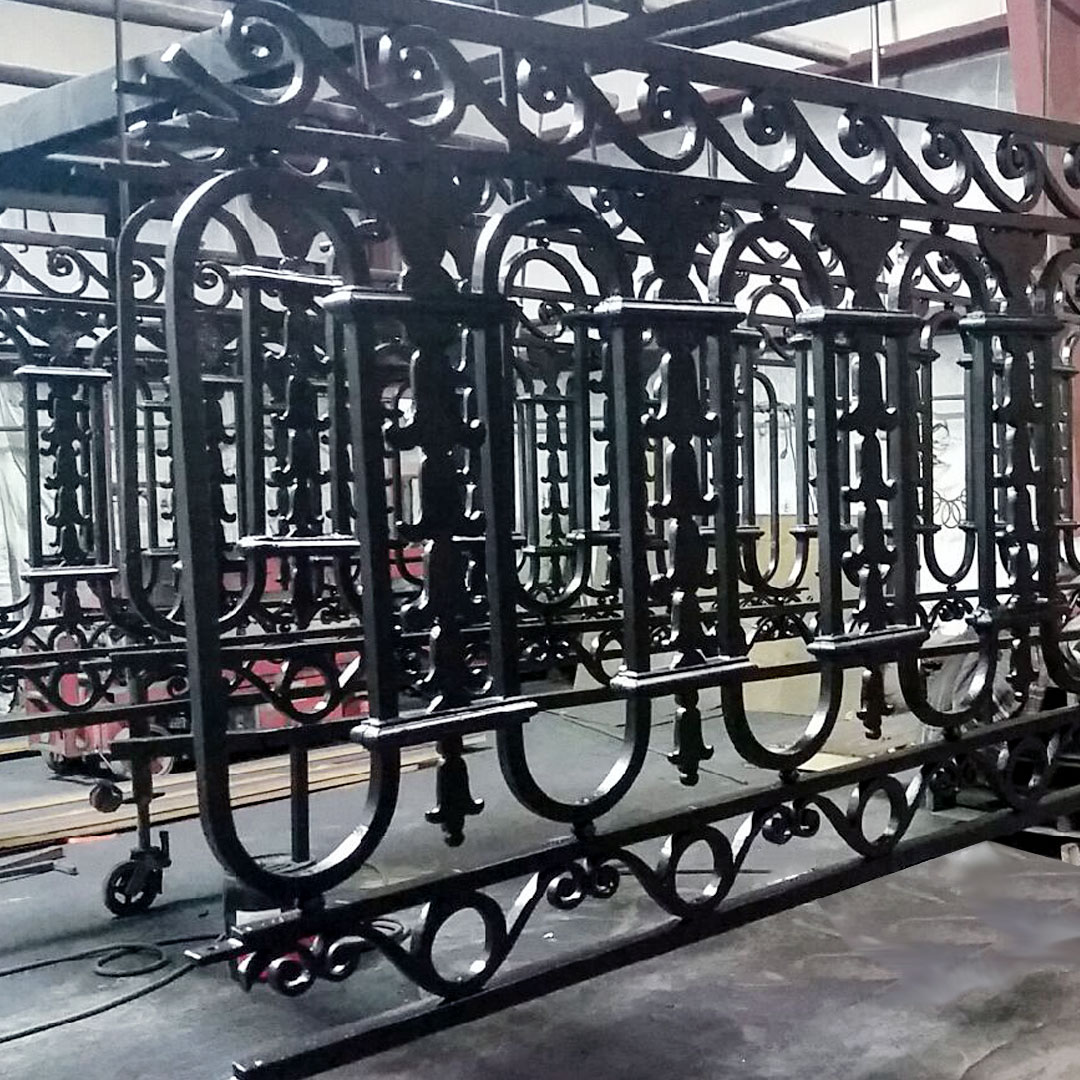 iron railings being restored