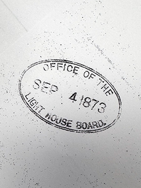 stamp from 1873 from the office of lighthouse board