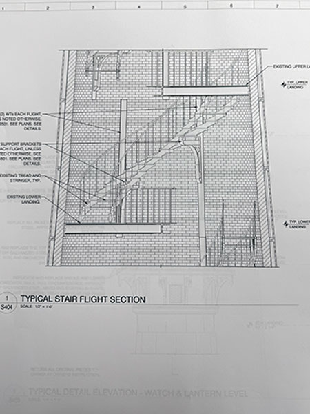 vintage architectural drawing from hunting island lighthouse