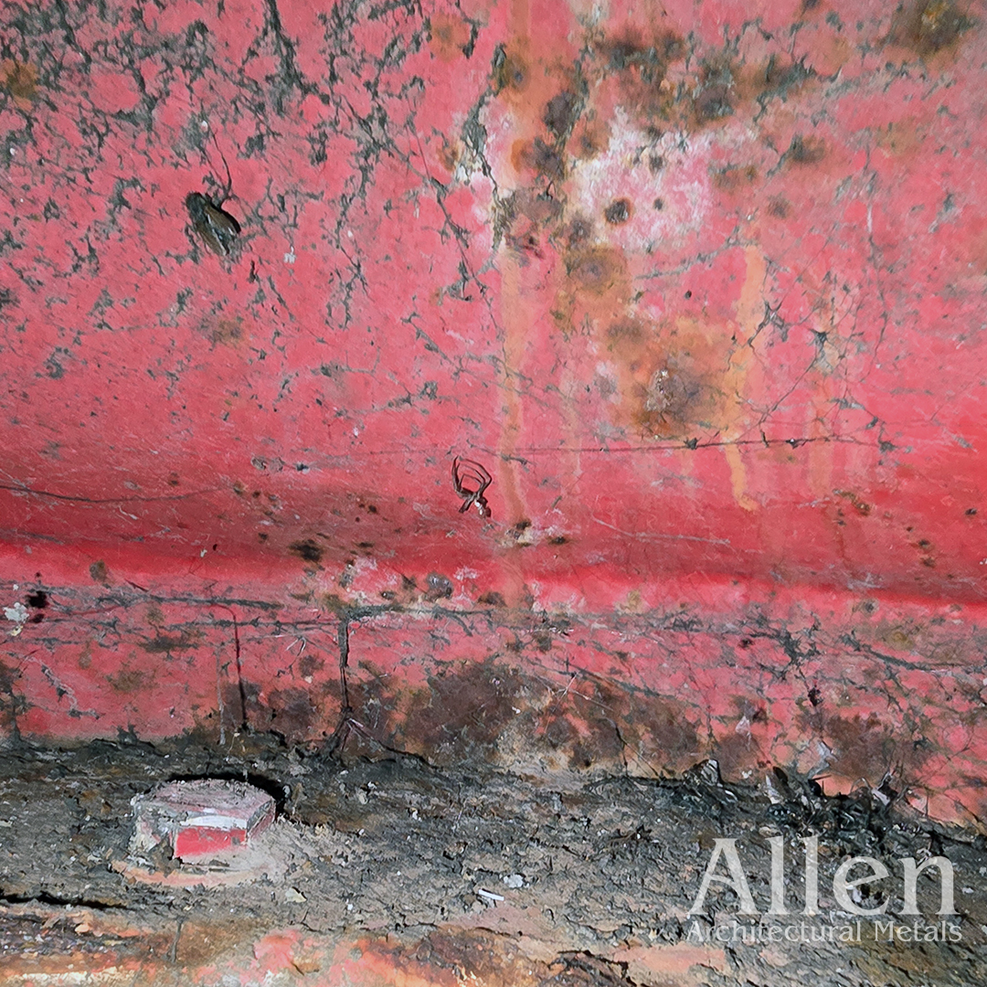 detail of damage lantern room at yaquina lighthouse
