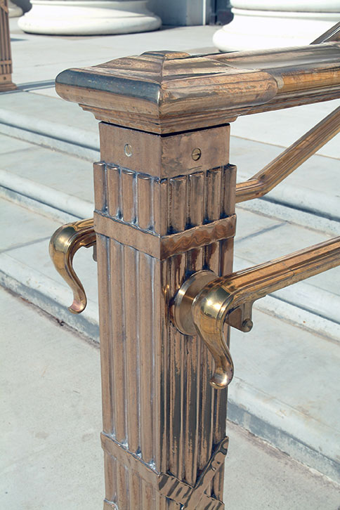 detail of bronze newel post